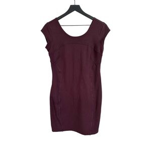 Athleta Illusion Dress Purple Bodycon Short Cap Sleeve Casual Womens Medium
